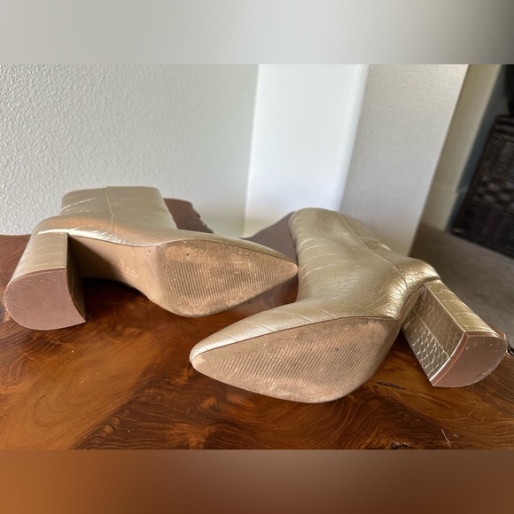 Gold Embossed Crocodile Heeled Bootie by Charles David - Picture 3 of 3